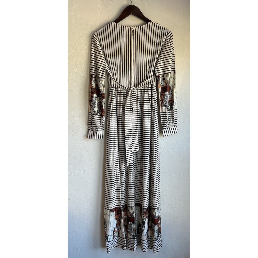 Vintage 60s 70s LA Nylon Maxi Dress 12 Prairie Folk Novelty Cottagecore Bohemian - Picture 5 of 13